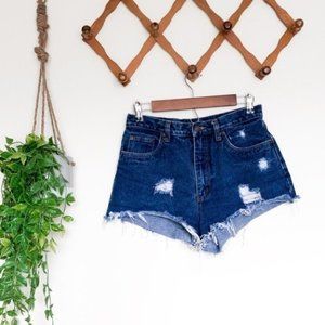 High Waisted Vintage Distressed Cheeky Shorts
